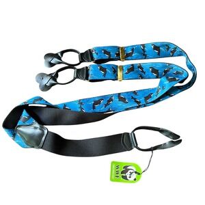 NWT World Wildlife Fund Blue/Black Suspenders Y-Back ORCA KILLER WHALE Manhattan
